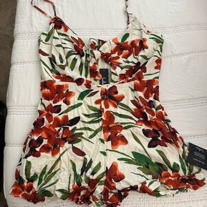 Lulu's Red and Green Floral Dress